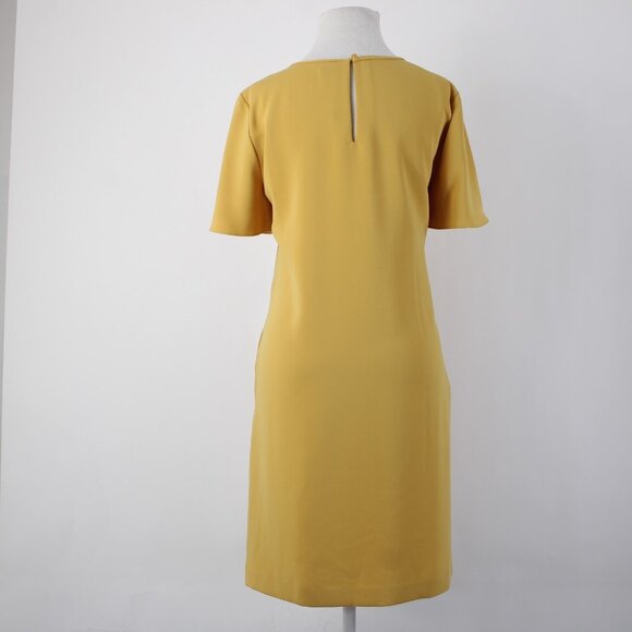 Ann Taylor Dress Sz 10 Mustard Yellow Pockets Knee Length 100% Polyester Dress - Picture 9 of 14
